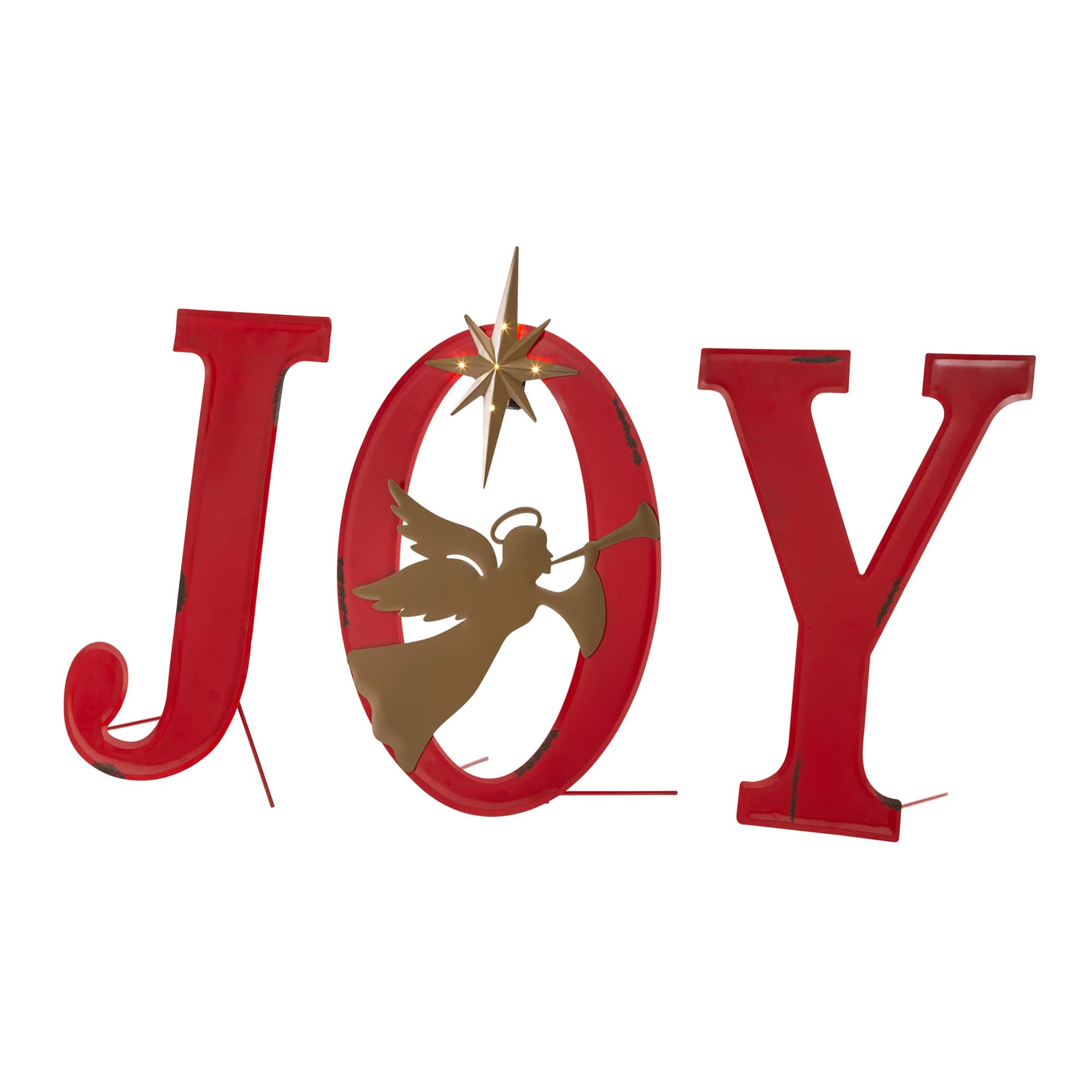Glitzhome® 3.5ft. LED Metal Joy Angel Yard Stake Set with Timer